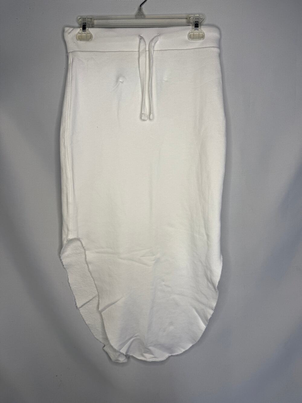 Frank & Eileen Donegal White Triple Fleece Raw Hem Drawstring Midi Skirt Size L